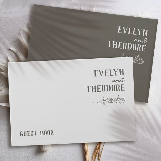 エレガントニュートラル・ライン・ア結婚ート ゲストブック