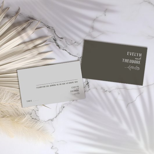 エレガントニュートラル・ライン・ア結婚ート プレイスカード