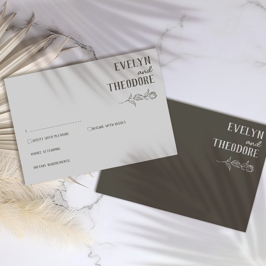 エレガントニュートラル・ライン・ア結婚ート 出欠カード