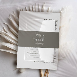 エレガントニュートラル・ライン・ア結婚ート 招待状ベリーバンド