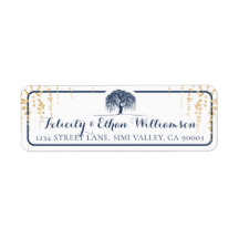 エレガントネイビモダンー&金ゴールドウィロー結婚ツリー