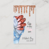 エレガントネイルアーティストデザイナサロングリッターグレー 名刺 (正面)