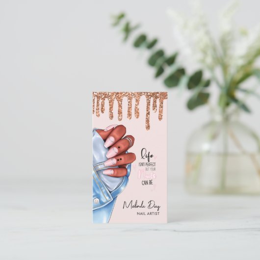 エレガントネイルアーティストデザイナサロングリッターピンク 名刺 (スタンド正面)