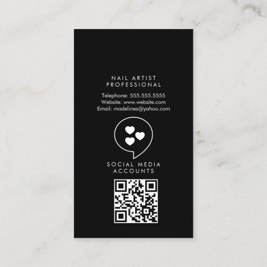 エレガントネイルアーティストデザイナサロングリッターピンク 名刺 (裏面)