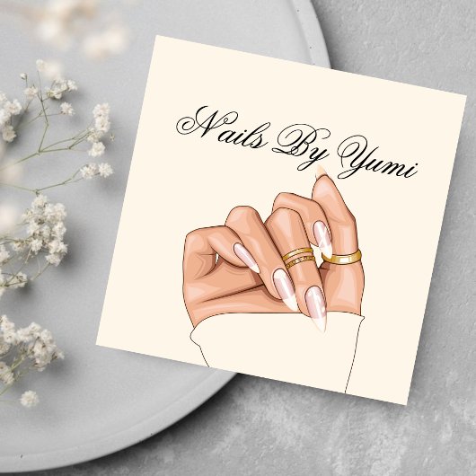 エレガントネイルサロンガーリーネイリストマニキュア スクエア名刺