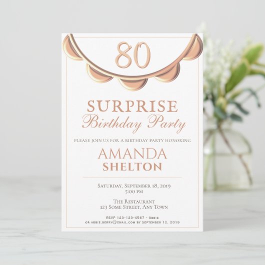 エレガントネックレス80thサプライズ誕生日パーティー 招待状 (スタンド正面)