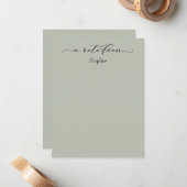"エレガントノート"シンプルSage Green ノートカード (正面/裏面インサイチュ)