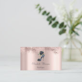 エレガントハイヒールブラックバラグリッターバラ金ゴールド 名刺 (スタンド正面)