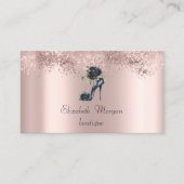 エレガントハイヒールブラックバラグリッターバラ金ゴールド 名刺 (正面)