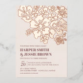 エレガントハイビスカスビーチ結婚式 箔招待状 (正面)