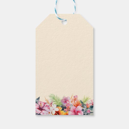 エレガントハイビスカスフラワートロピカル結婚フローラ ギフトタグ (裏面)
