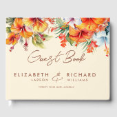 エレガントハイビスカスフラワートロピカル結婚フローラ ゲストブック (正面)
