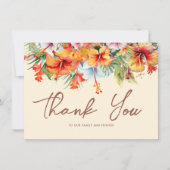 エレガントハイビスカスフラワートロピカル結婚フローラ サンキューカード (正面)