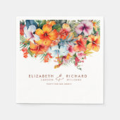 エレガントハイビスカスフラワートロピカル結婚フローラ スタンダードカクテルナプキン (正面)