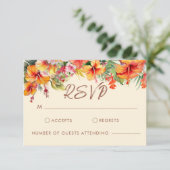 エレガントハイビスカスフラワートロピカル結婚フローラ 出欠カード (スタンド正面)