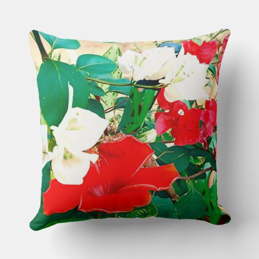 エレガントハイビスカス水彩画装飾用クッション クッション (裏面)