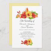 エレガントハイビスカス熱帯フローラ結婚ズ 招待状 (正面/裏面)