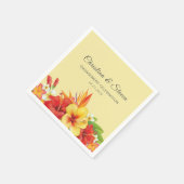 エレガントハイビスカス熱帯フローラ結婚披露宴 スタンダードカクテルナプキン (角)