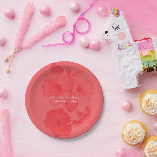 エレガントハイビスカス結婚ズ ペーパープレート (パーティー)