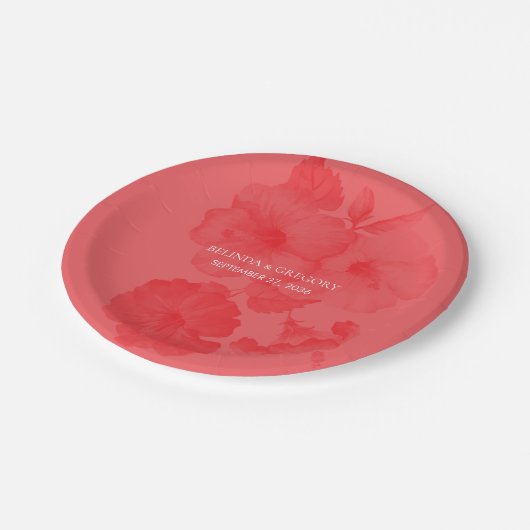 エレガントハイビスカス結婚ズ ペーパープレート (アングル)
