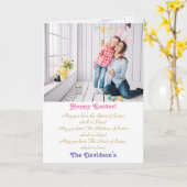 エレガントハッピーイースターの家族の写真 カード (黄色い花)