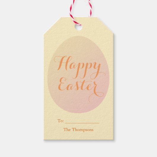 エレガントハッピーイースター絵を描エッグソフトイエロー ギフトタグ (正面)