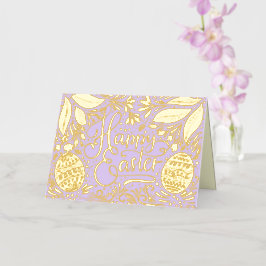 エレガントハッピーイースター 箔グリーティングカード