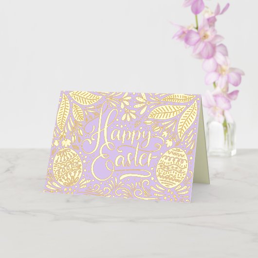 エレガントハッピーイースター 箔グリーティングカード (蘭)