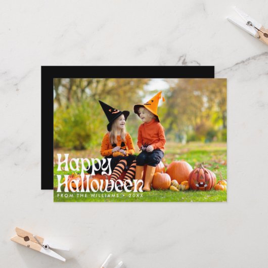 エレガントハッピーハローウィンフォトハロウィーン カード (正面/裏面インサイチュ)