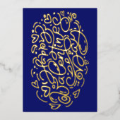 エレガントハッピーバレンタインデー |濃い青1枚の写真 箔シーズンカード (正面)