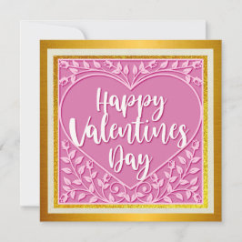 エレガントハッピーバレンタインデー | 金ゴールドとピンクヒート