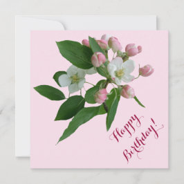 エレガントハッピーバースデーかわいらしピンクの花フローラ カード