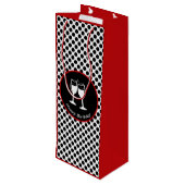 エレガントハッピーバースデーグラスブラック水玉模様 ワインギフトバッグ (裏面アングル)