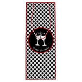 エレガントハッピーバースデーグラスブラック水玉模様 ワインギフトバッグ (裏面)