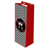 エレガントハッピーバースデーグラスブラック水玉模様 ワインギフトバッグ (正面アングル)