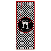 エレガントハッピーバースデーグラスブラック水玉模様 ワインギフトバッグ (正面)