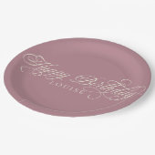 エレガントハッピーバースデースカスタムクリプト ペーパープレート (アングル)