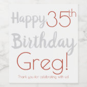 エレガントハッピーバースデーデザイン ワインラベル (シングルラベル)