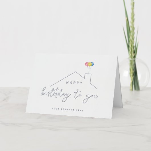 エレガントハッピーバースデーバルーン実在エテート 箔グリーティングカード (正面)