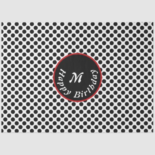 エレガントハッピーバースデーブラック水玉模様 薄葉紙 (正面)