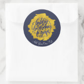 エレガントハッピーバースデー金ゴールド書 ラウンドシール (バッグ)