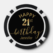 エレガントハッピーバースデー21stゴールデンブラックシック ポーカーチップ (裏面)