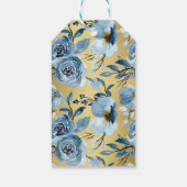 エレガントハッピーバースデーBluフローラ金ゴールドのパーソナライズ ギフトタグ (裏面)