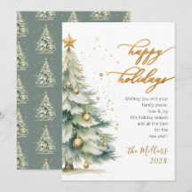 エレガントハッピーホリデー金ゴールドスクリプトクリスマスツリー