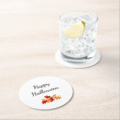 エレガントハロウィン秋葉レッドオレンジ葉色 ラウンドペーパーコースター (インサイチュ)