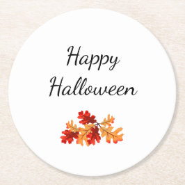 エレガントハロウィン秋葉レッドオレンジ葉色 ラウンドペーパーコースター