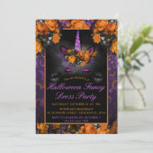 エレガントハロウィン花ユニコーンファンシードレス 招待状 (スタンド正面)