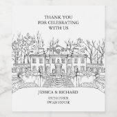 エレガントハンドドロー結婚ドマンション ワインラベル (シングルラベル)