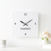 「エレガントハンナパーソナライズされた」 スクエア壁時計 (ホーム)