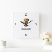 「エレガントハンナパーソナライズされた」 スクエア壁時計 (ホーム)